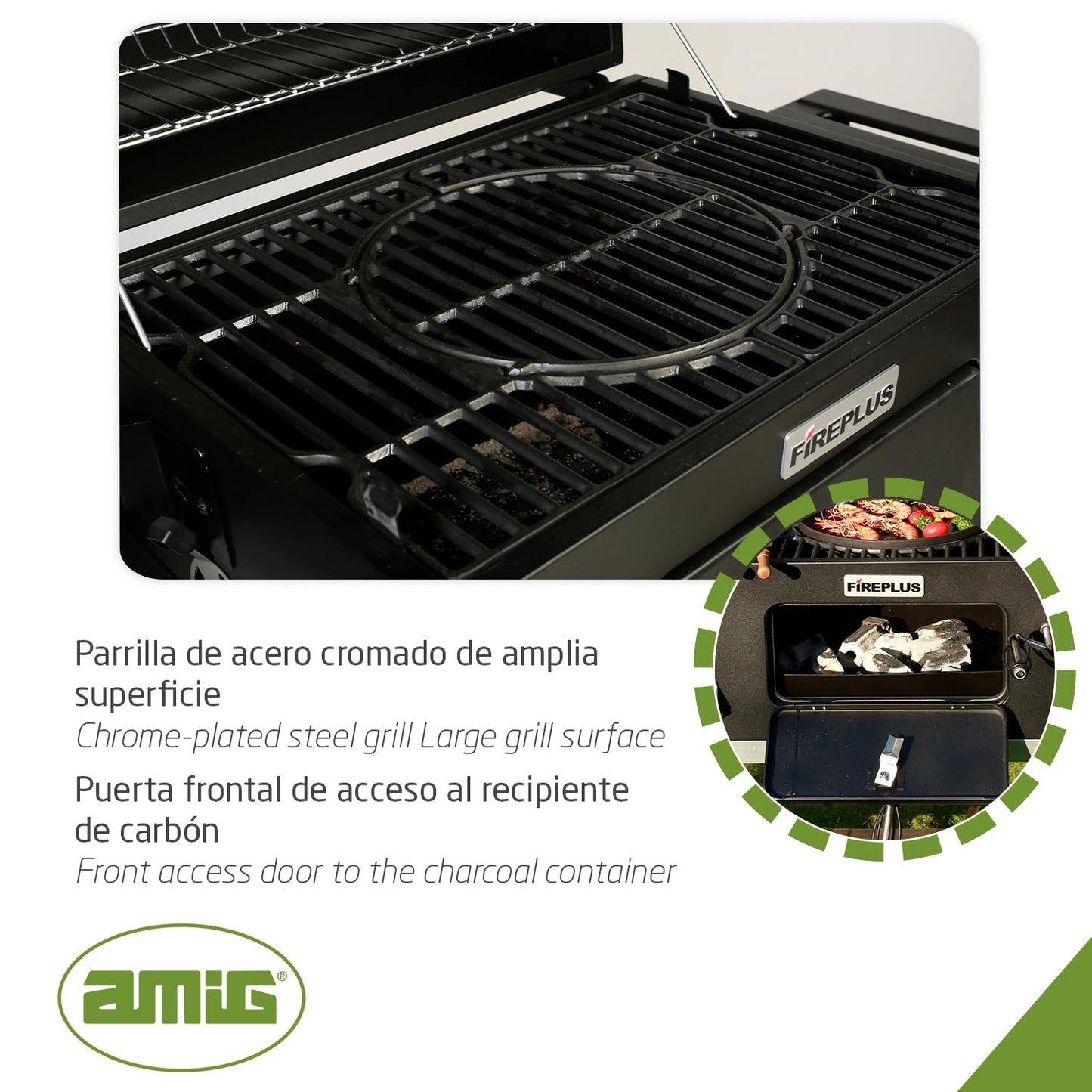 Amig Barbacoa de Carbón Portátil con Ruedas