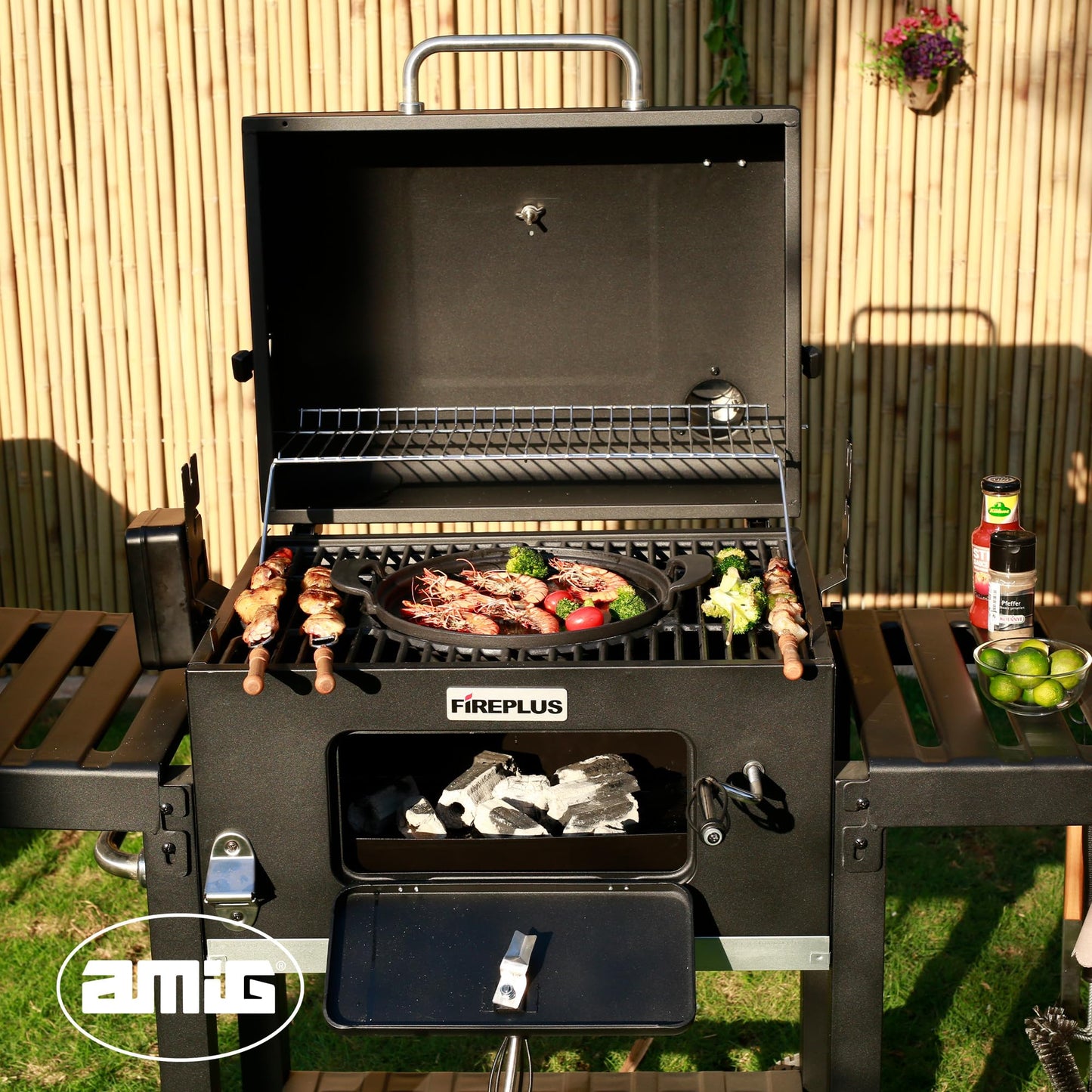 Amig Barbacoa de Carbón Portátil con Ruedas