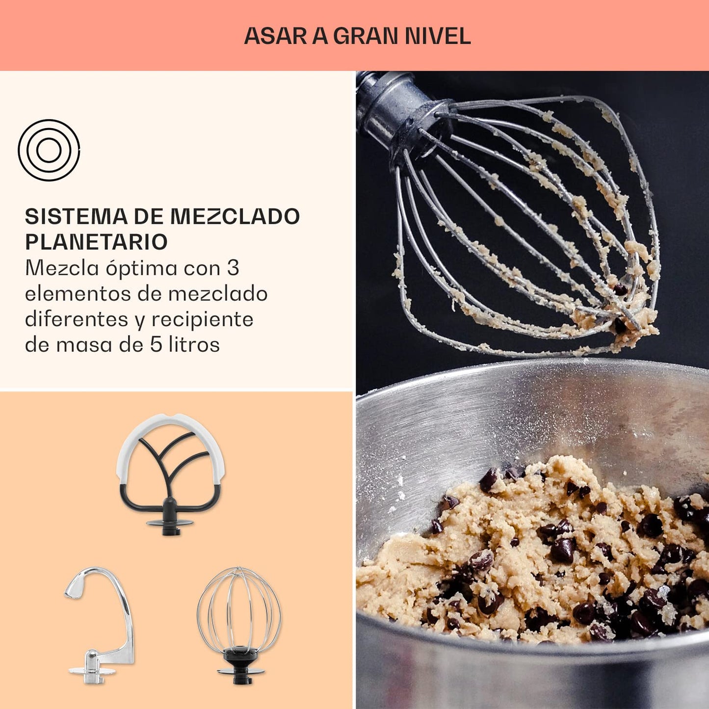 Klarstein batidora amasadora 1800W con bol 5L y licuadora 1,5L