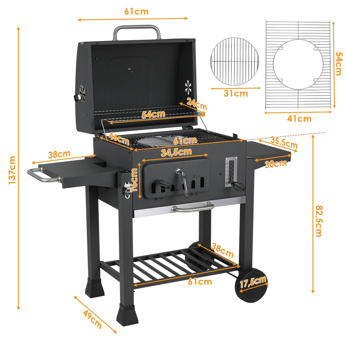TLSUNNY Barbacoa de Carbón XXL